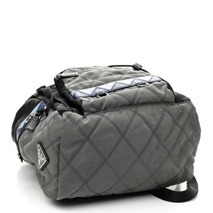 Prada Tessuto Nylon Impunturato Double Buckle Backpack Ardesia Black 4 of 9