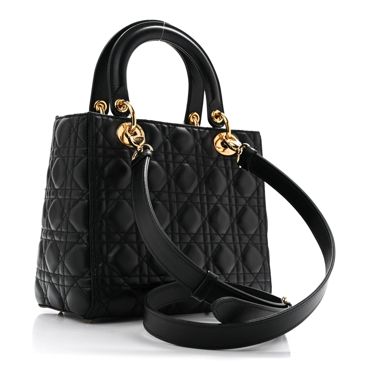 Christian Dior Lambskin Cannage Medium Lady Dior Black 4 of 25
