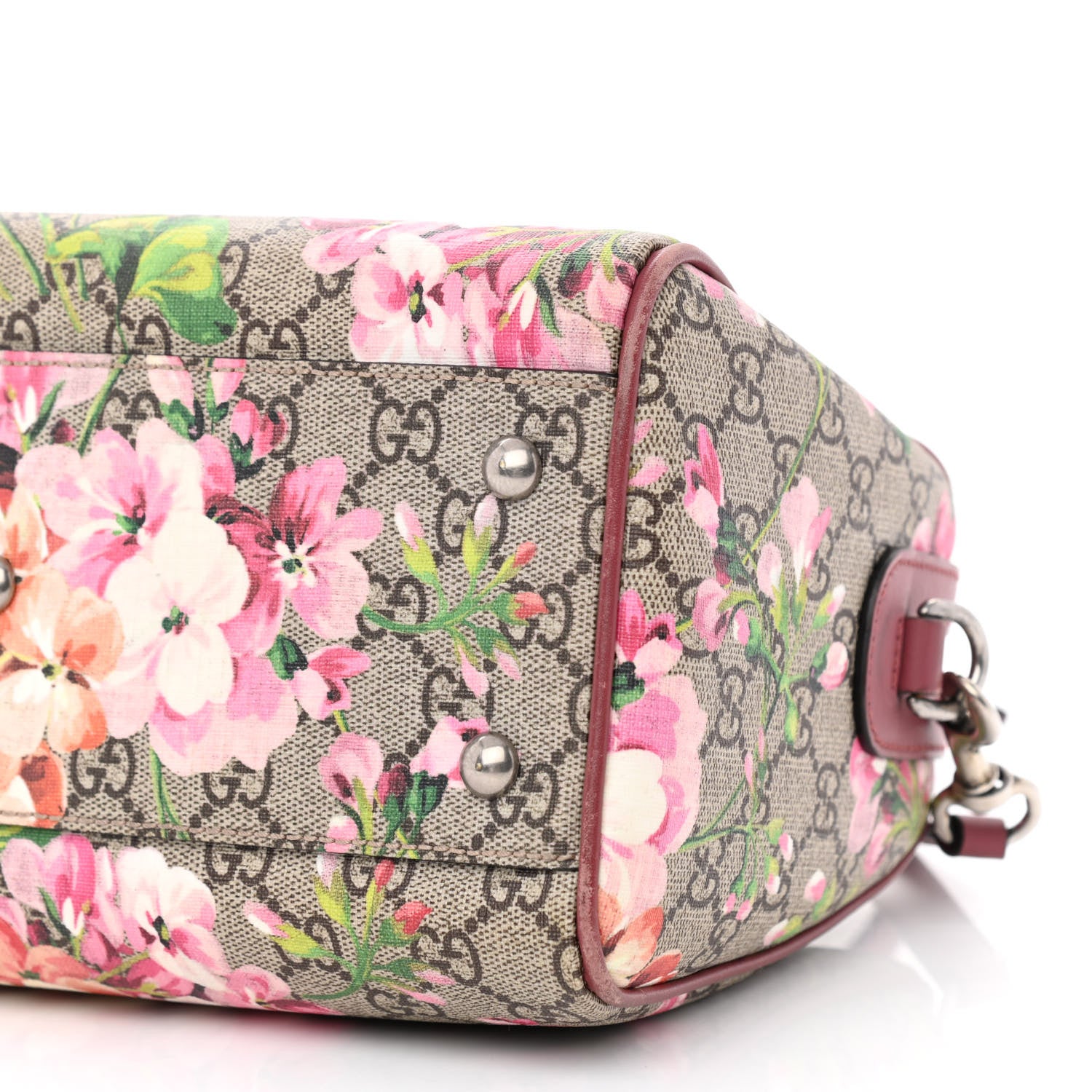 Gucci GG Supreme Monogram Blooms Small Boston Beige Multicolor Dry Rose 10 of 13