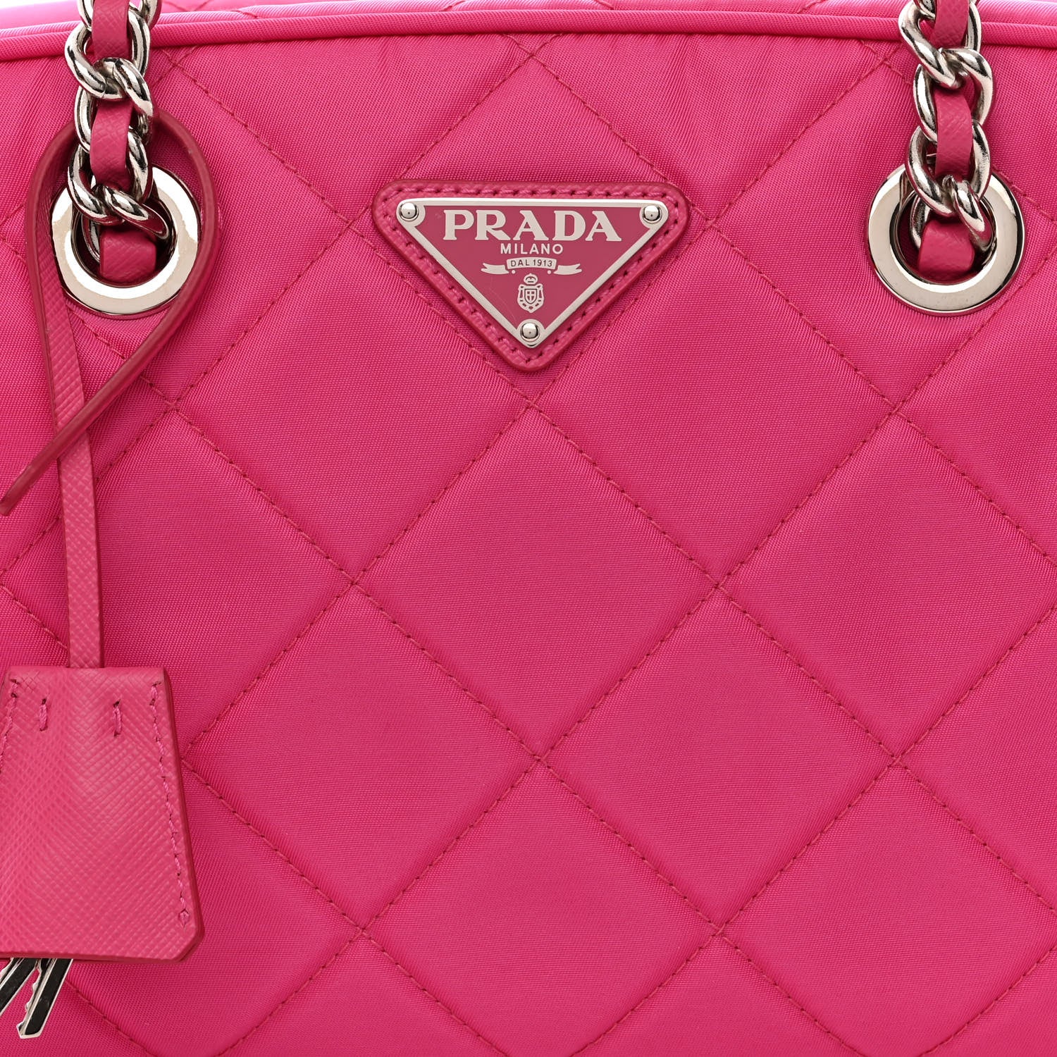 Prada Nylon Tessuto Impuntu Quilted Chain Shoulder Bag Fuxia 9 of 11