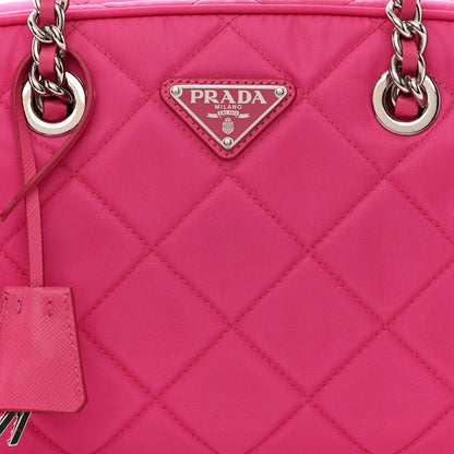 Prada Nylon Tessuto Impuntu Quilted Chain Shoulder Bag Fuxia 9 of 11