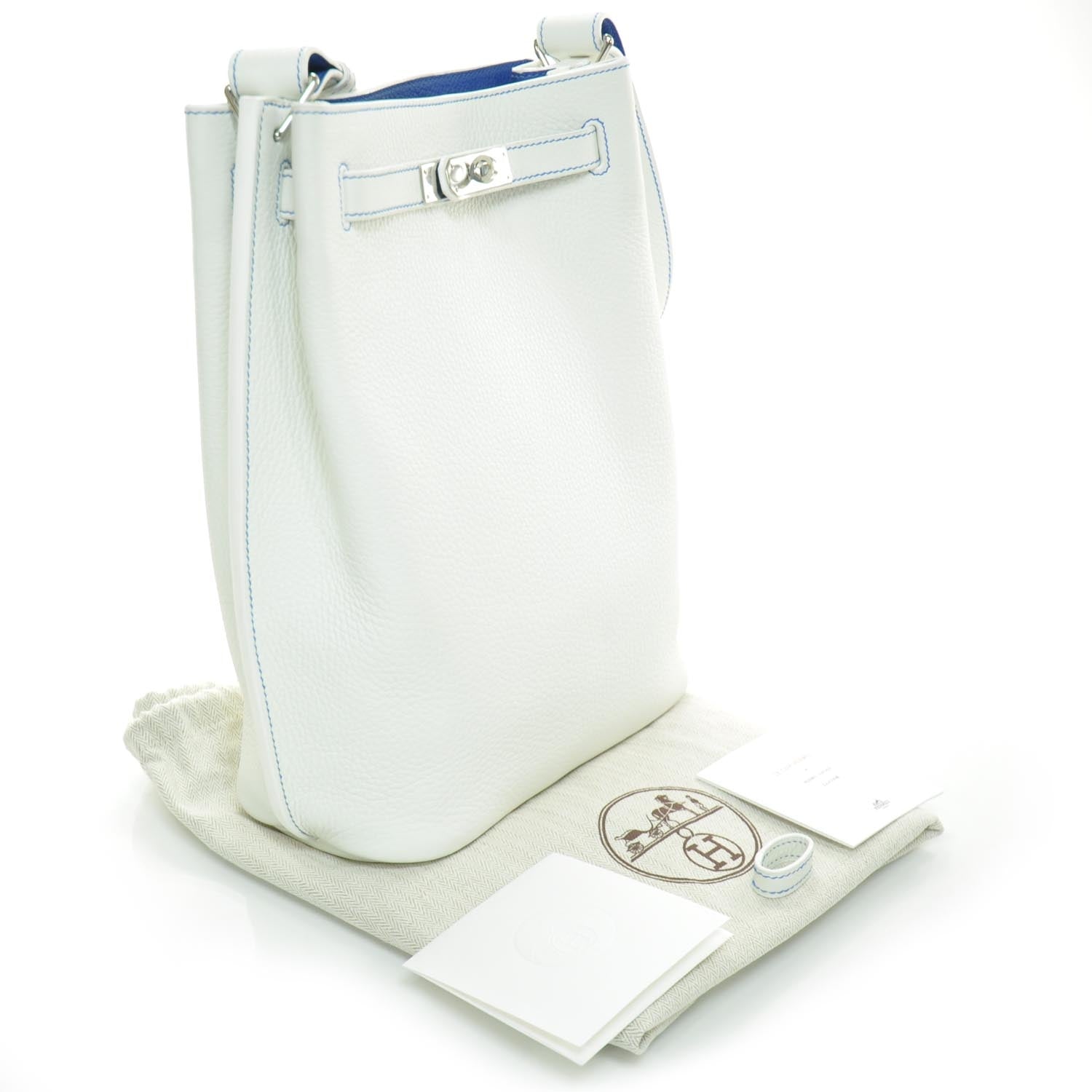 Hermes Taurillon Clemence SO KELLY 26 Blanc and Mykonos 3 of 10