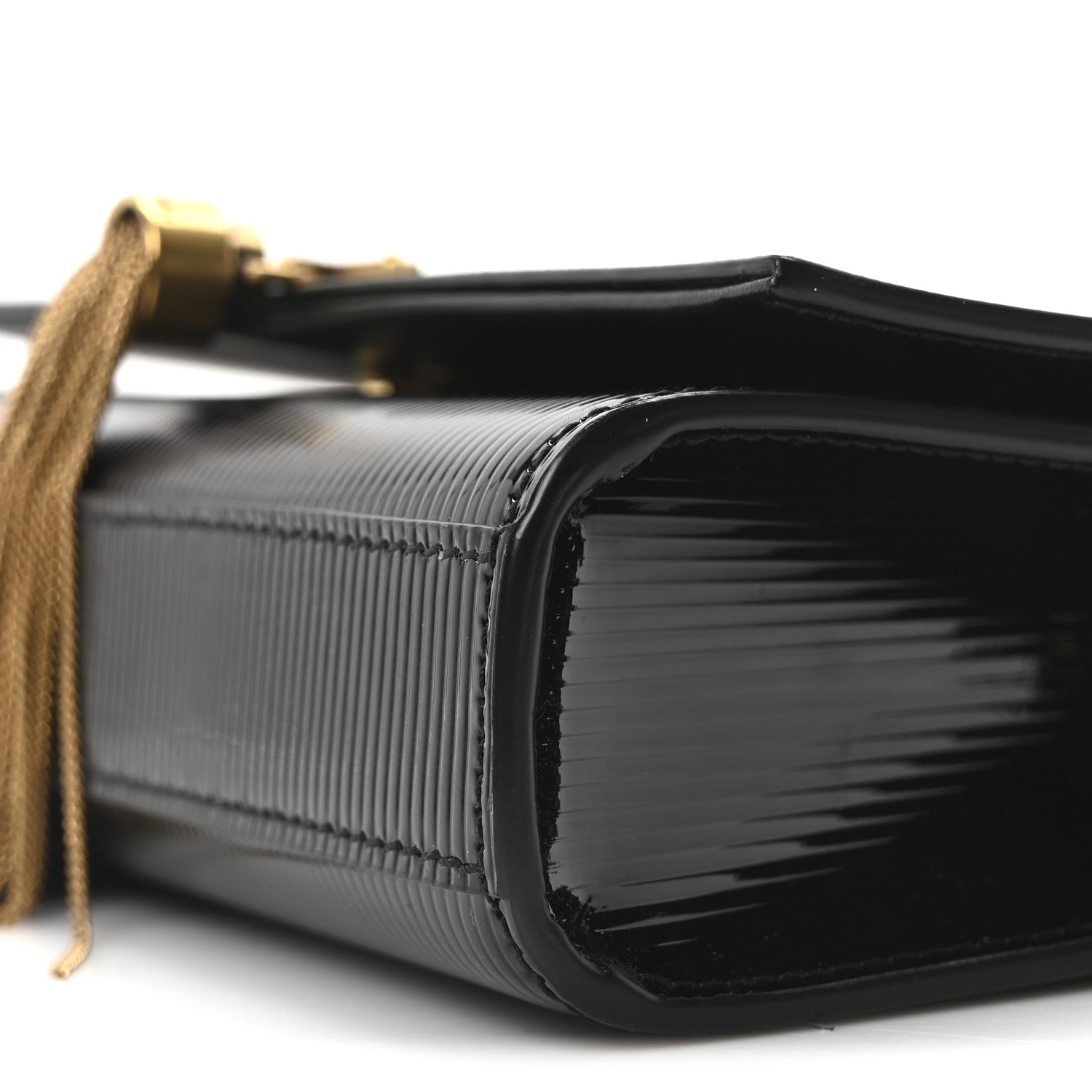 Saint Laurent Patent Linear Embossed Small Classic Monogram Kate Tassel Satchel Black 10 of 10