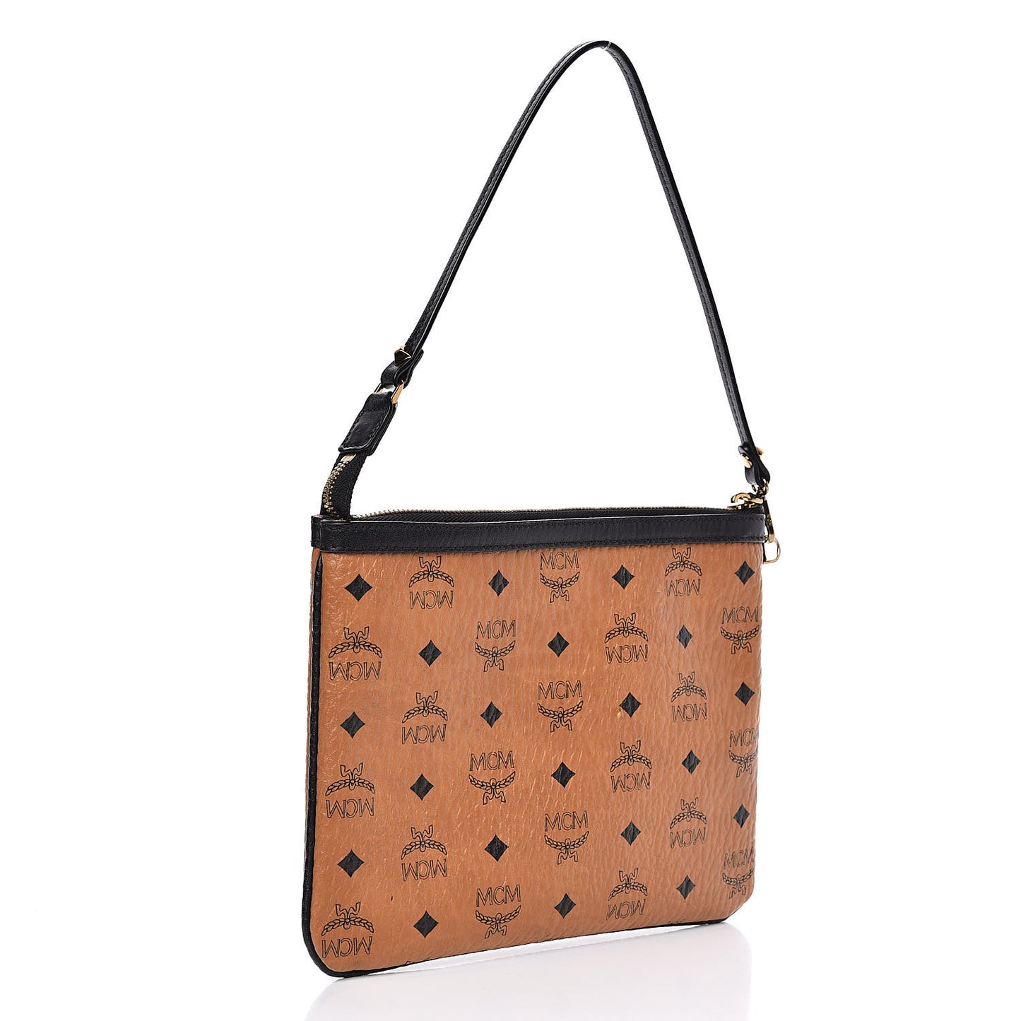 Visetos Medium Stark Wristlet Pouch Cognac Black