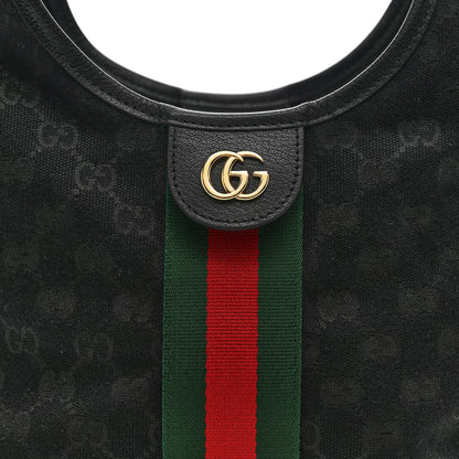 Gucci Denim GG Monogram Web Small Giglio Tote Black 7 of 9