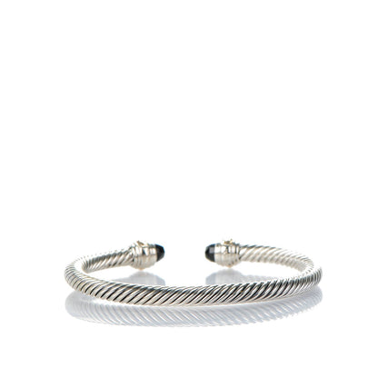 David Yurman Sterling Silver 14K Yellow Gold Black Onyx 5mm Cable Classics Bracelet 3 of 6