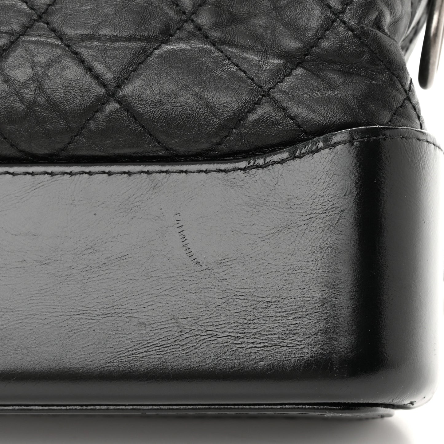 Aged Smooth Calfskin Quilted Medium Gabrielle Logo Hobo Black