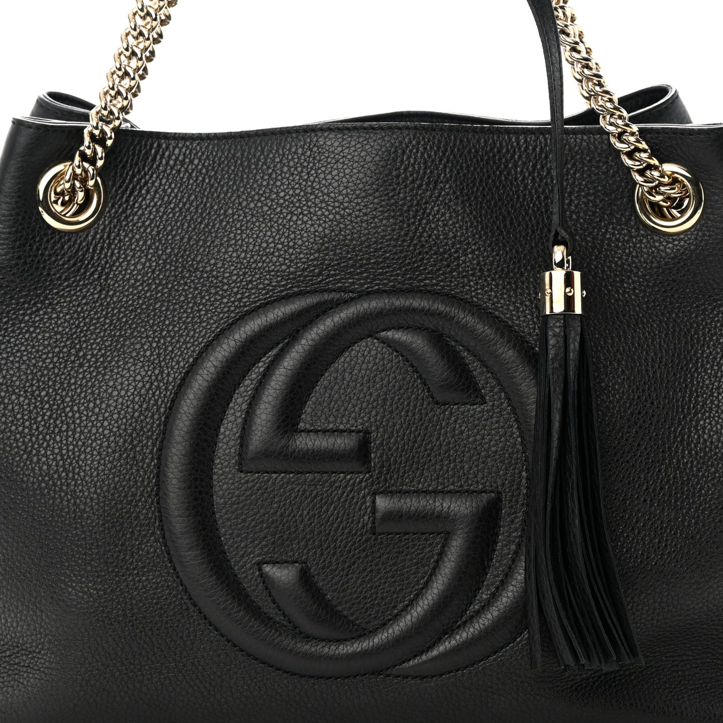 Pebbled Calfskin Medium Soho Chain Shoulder Bag Black