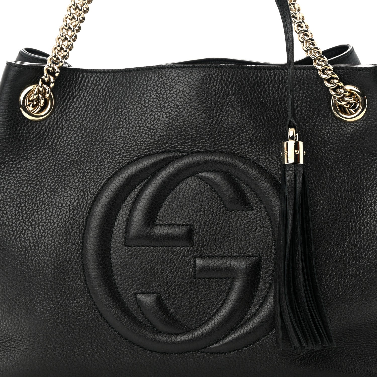 Gucci Pebbled Calfskin Medium Soho Chain Shoulder Bag Black 8 of 11