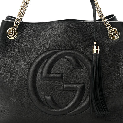 Gucci Pebbled Calfskin Medium Soho Chain Shoulder Bag Black 8 of 11