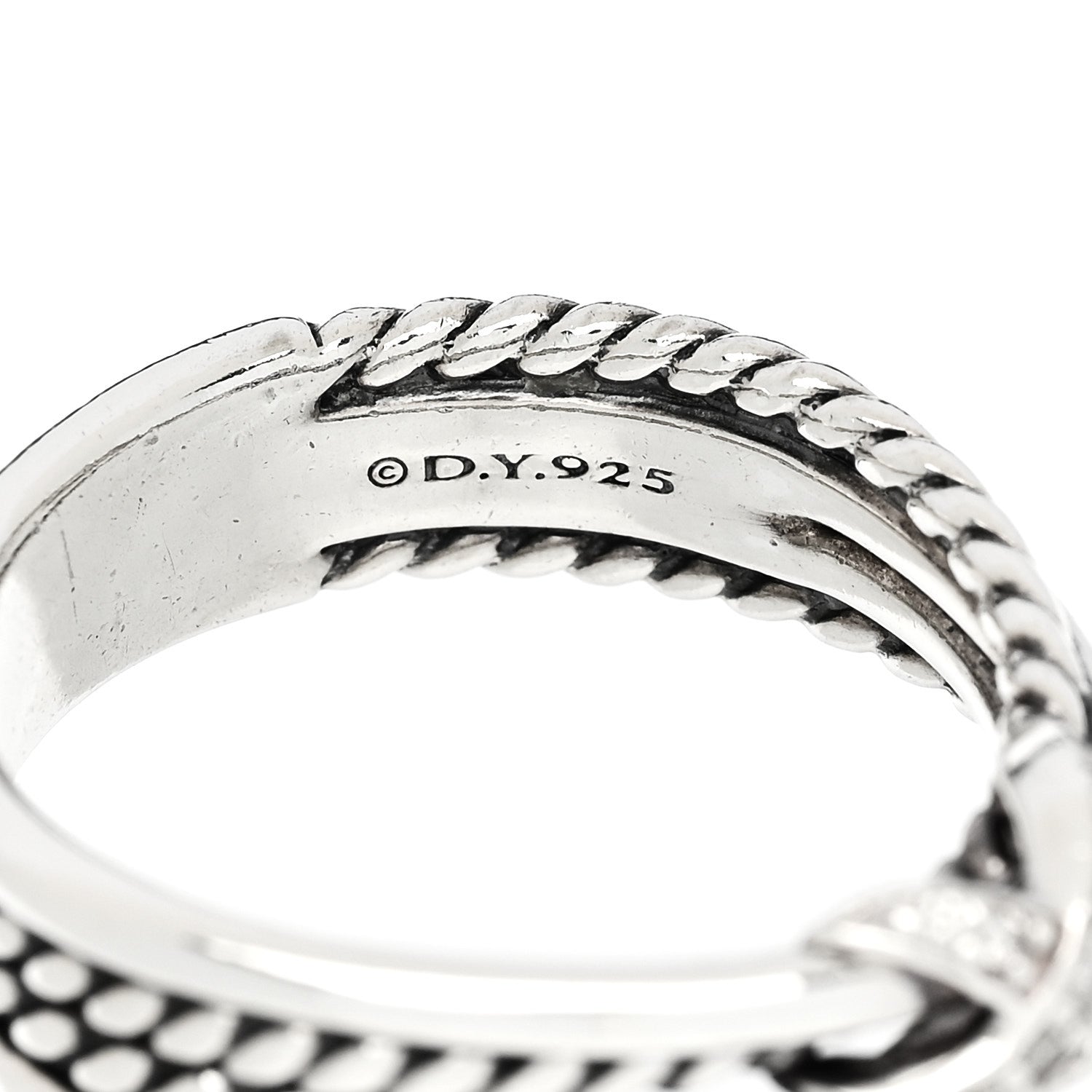 David Yurman Sterling Silver Diamond X Crossover Ring 54 7 4 of 6