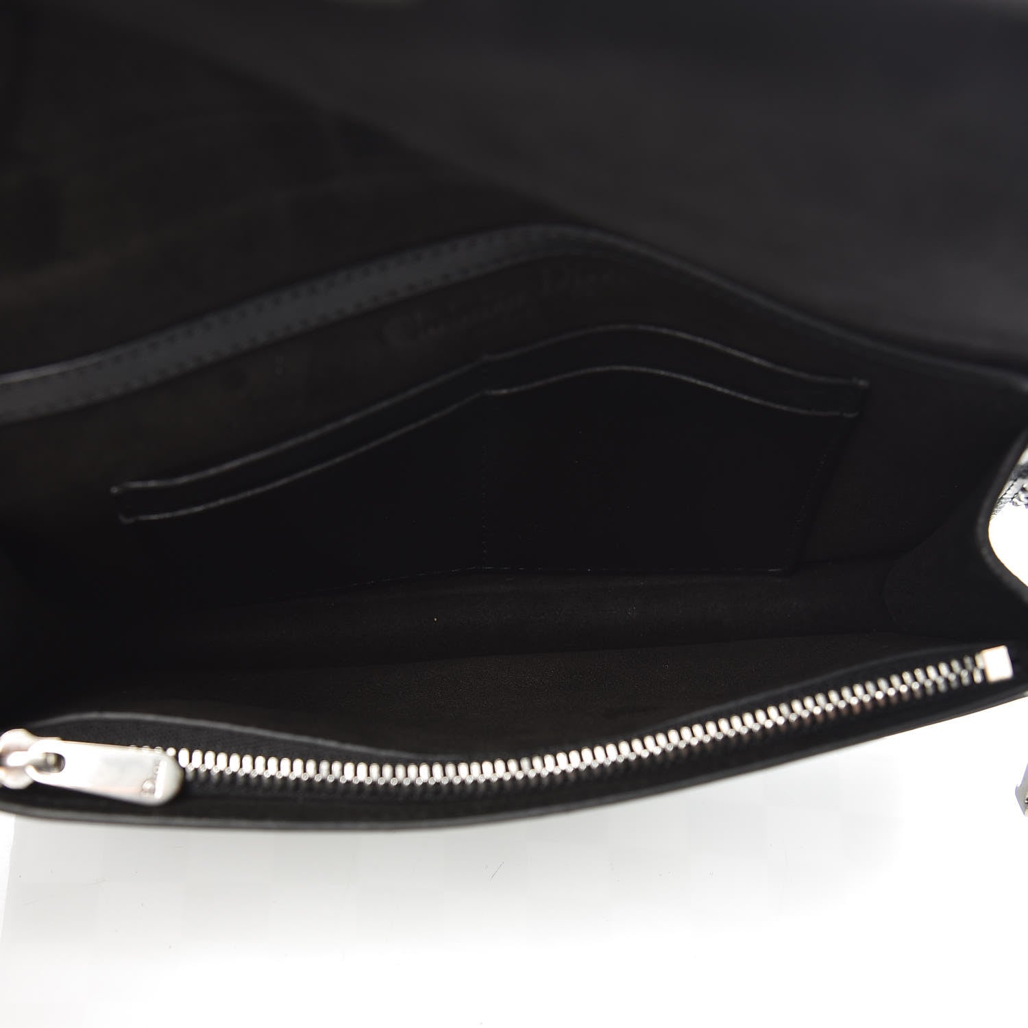 Christian Dior Calfskin Checkered Print Wallet On Chain WOC White Black 7 of 8