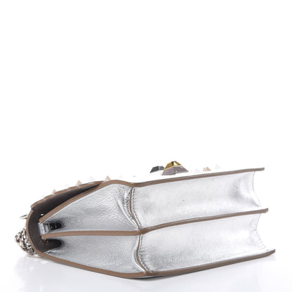 Fendi Vitello Catalan Mirror Scalloped Multi Studded Small Kan I Shoulder Bag Argento 4 of 10