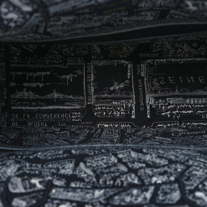 Christian Dior Canvas Embroidered Large Plan De Paris Book Tote Black White 5 of 9