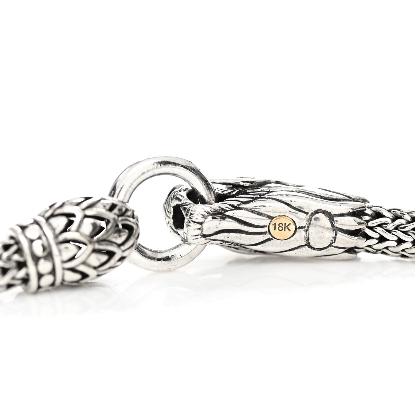 Sterling Silver 18K Yellow Gold 5mm Naga Dragon Station Bracelet