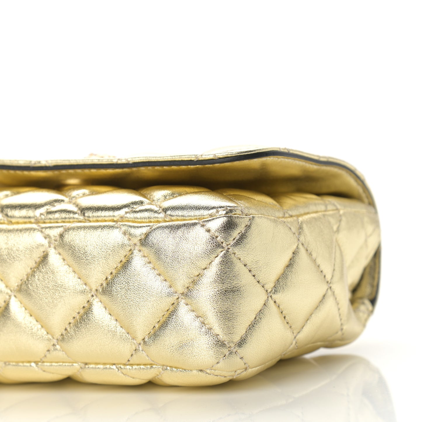 Metallic Nappa Quilted Small Medusa Chain Crossbody Gold