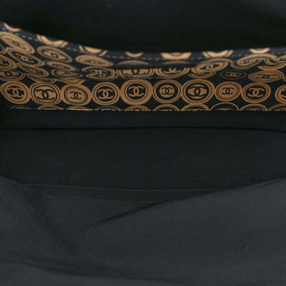 Chanel Jersey Calfskin Printed Large Frame Handle Bag Beige Black 5 of 13