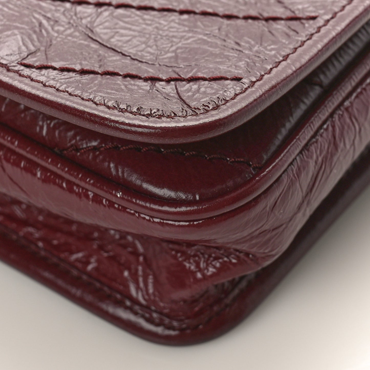 Crinkled Calfskin Matelasse Monogram Niki Chain Wallet Dark Legion Red