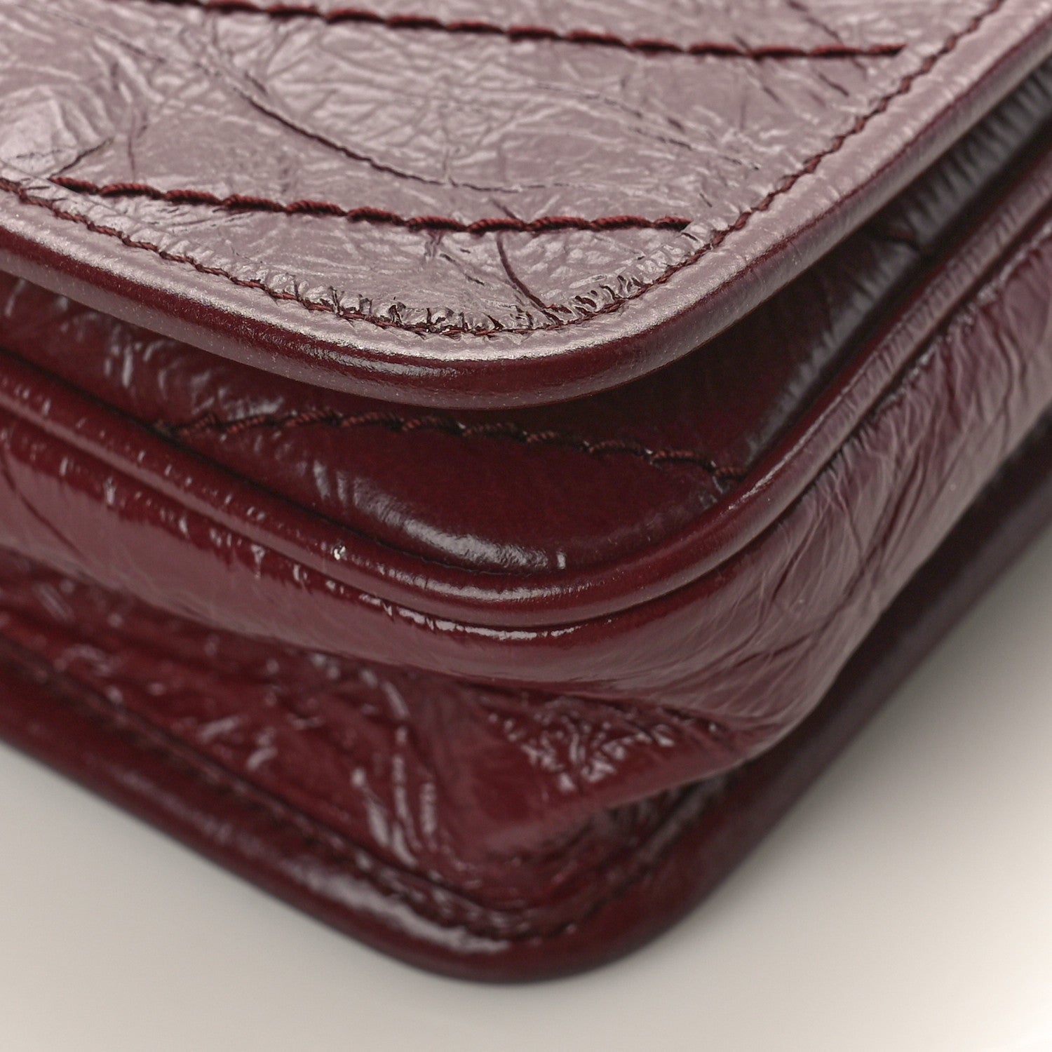 Saint Laurent Crinkled Calfskin Matelasse Monogram Niki Chain Wallet Dark Legion Red 9 of 9