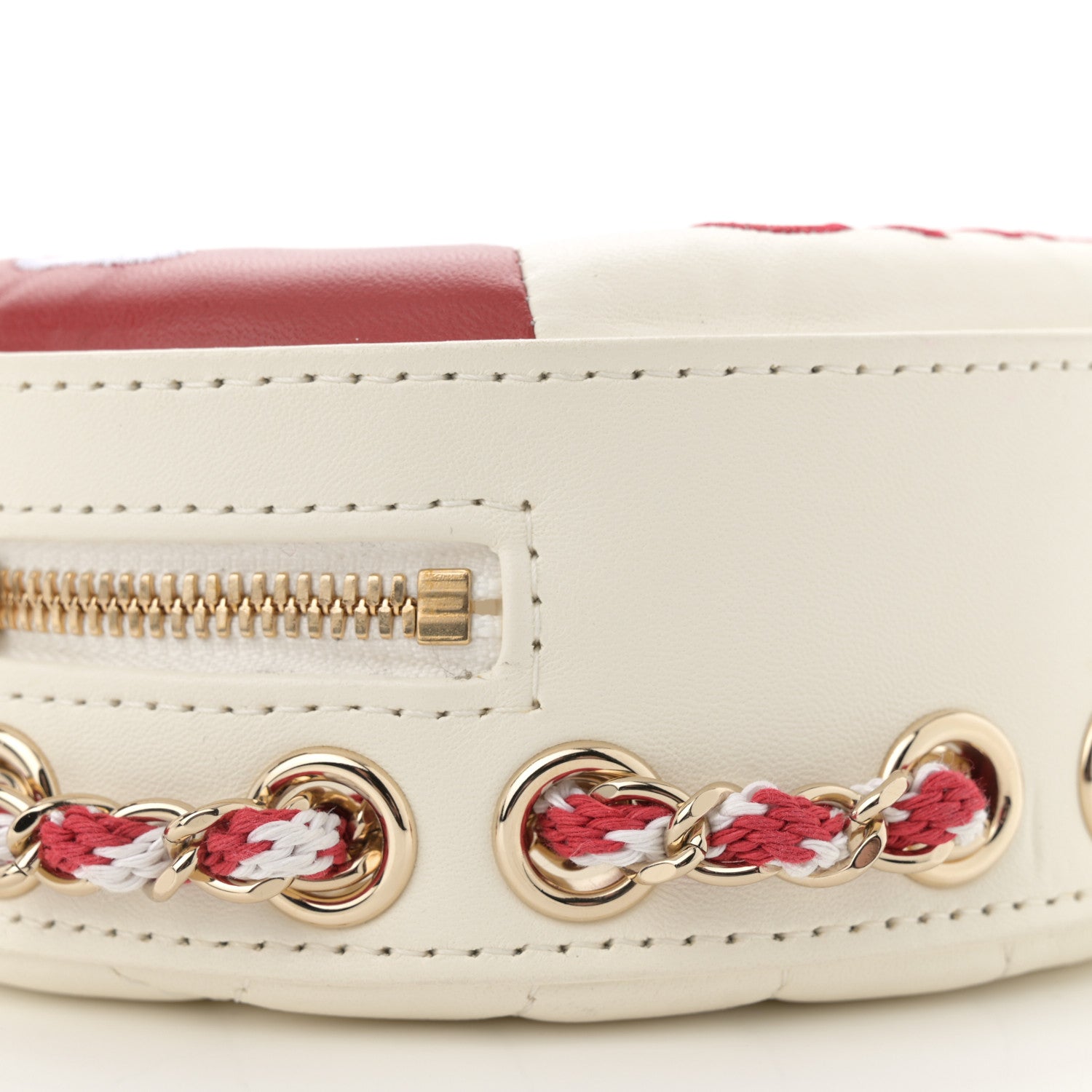 Chanel Lambskin Coco Lifesaver Round Bag Red White 9 of 12