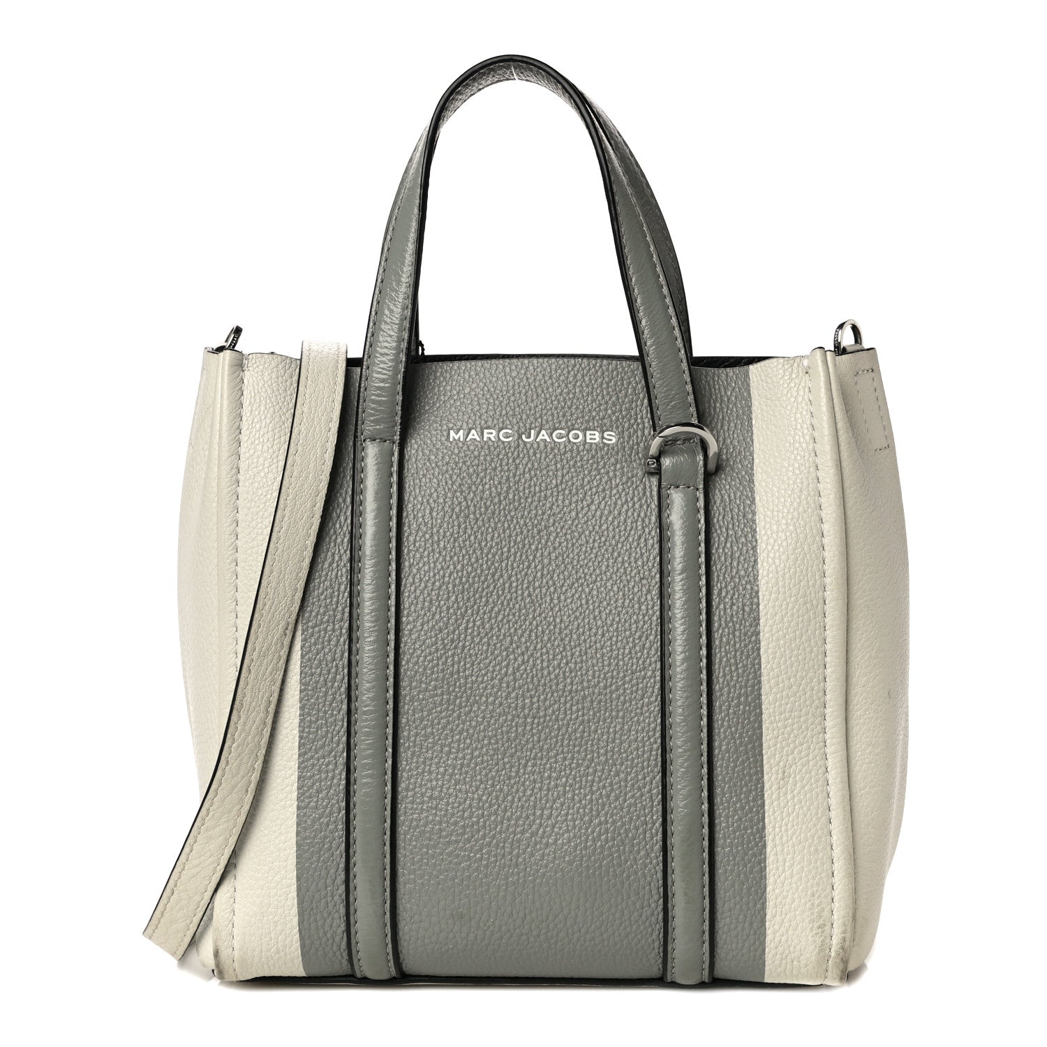 Marc Jacobs Grained Calfskin The Tag Tote Grey White 1 of 17