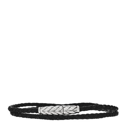 David Yurman Sterling Silver Leather Mens Chevron Triple-Wrap Bracelet Black 1 of 4
