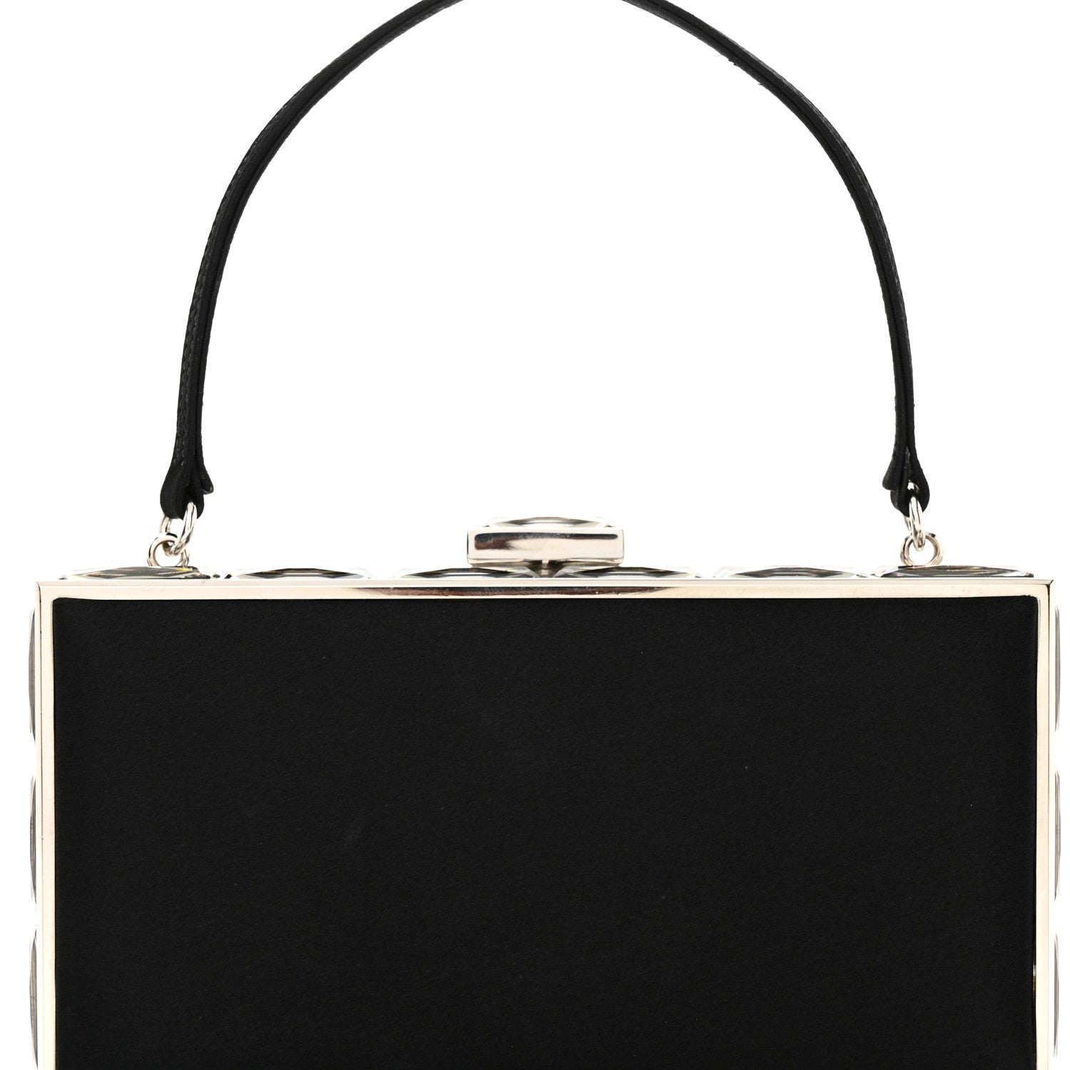Judith Leiber Satin Crystal Box Clutch Black Silver 7 of 10