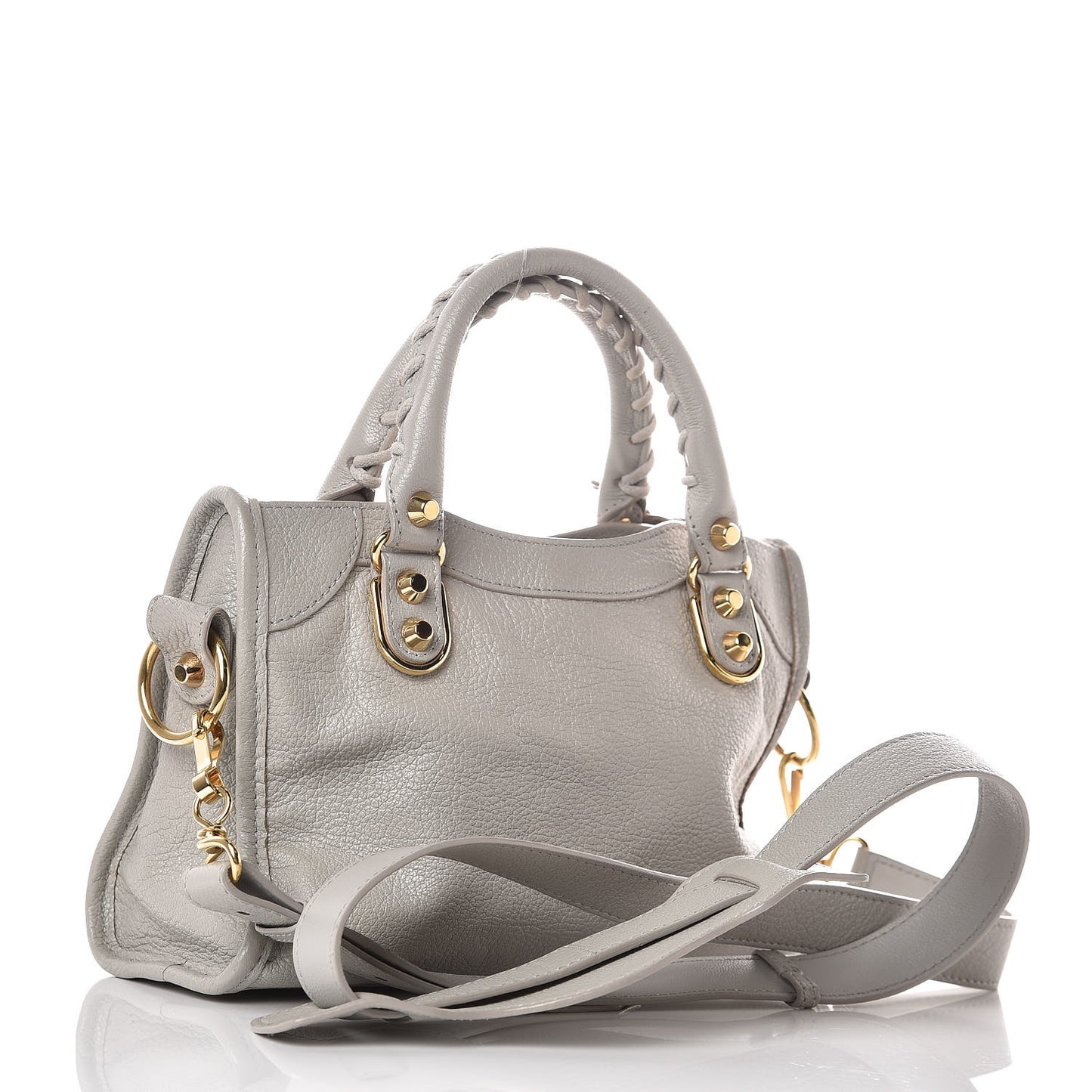 Chevre Gold Metallic Edge Hardware Mini City Gris Glace