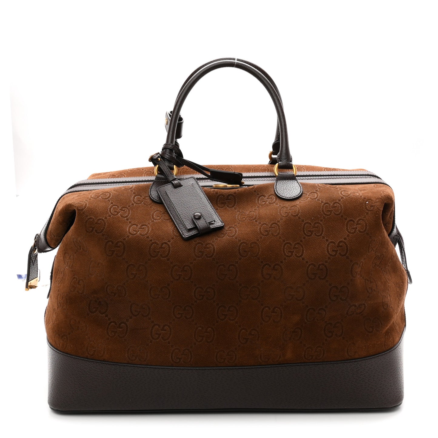 Suede Jumbo GG Debossed Textured Dollar Calfskin Savoy Travel Bag Wood Brown Chocolate