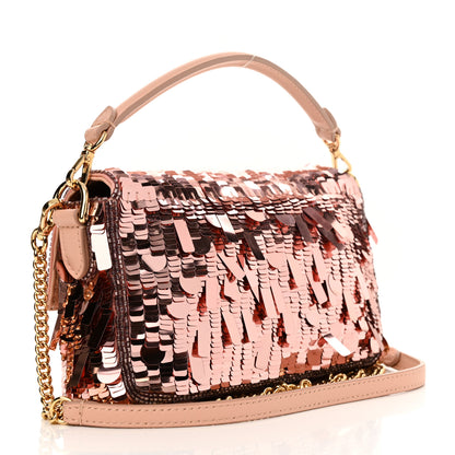 Fendi Sequin Paillettes Vitello Grace Sex and the City Mini Baguette Baby Pink 3 of 15