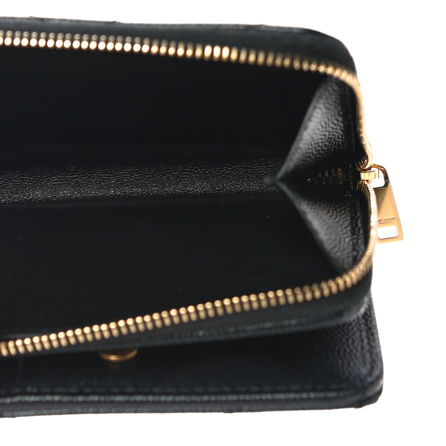 Grain De Poudre Matelasse Chevron Monogram Compact Zip Around Wallet Black