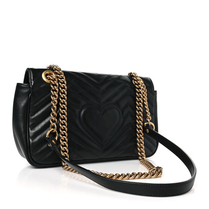 Gucci Calfskin Matelasse Small GG Marmont Shoulder Bag Black 3 of 8