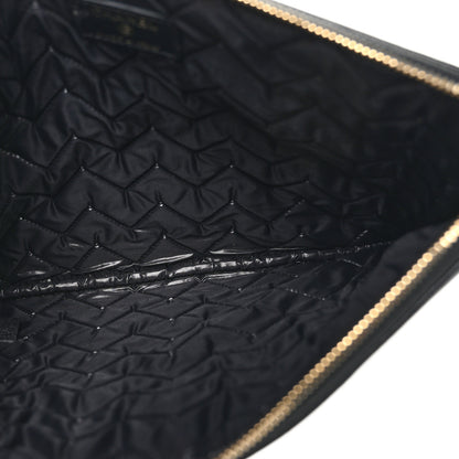 Chanel Sheepskin Chevron Quilted Large Vintage Mademoiselle Cosmetic Case Anthracite 5 of 9