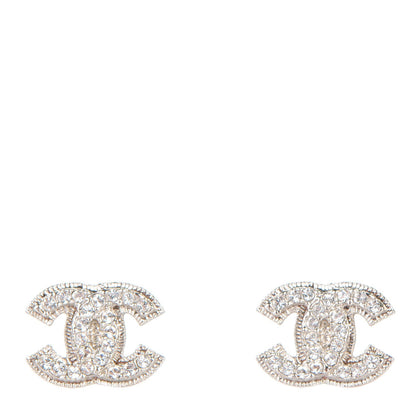 Chanel Crystal CC Earrings Silver 1 of 5