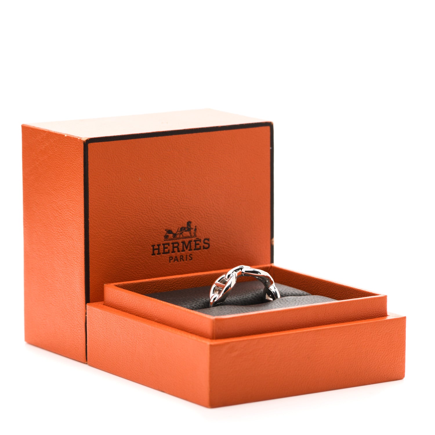 Hermes Sterling Silver PM Chaine d'Ancre Enchainee Band Ring 54 6.75 7 of 7