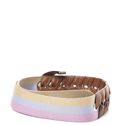 Fendi Woven Twill Calfskin Lace Up Bow Strap You Cuoio Multicolor 2 of 5