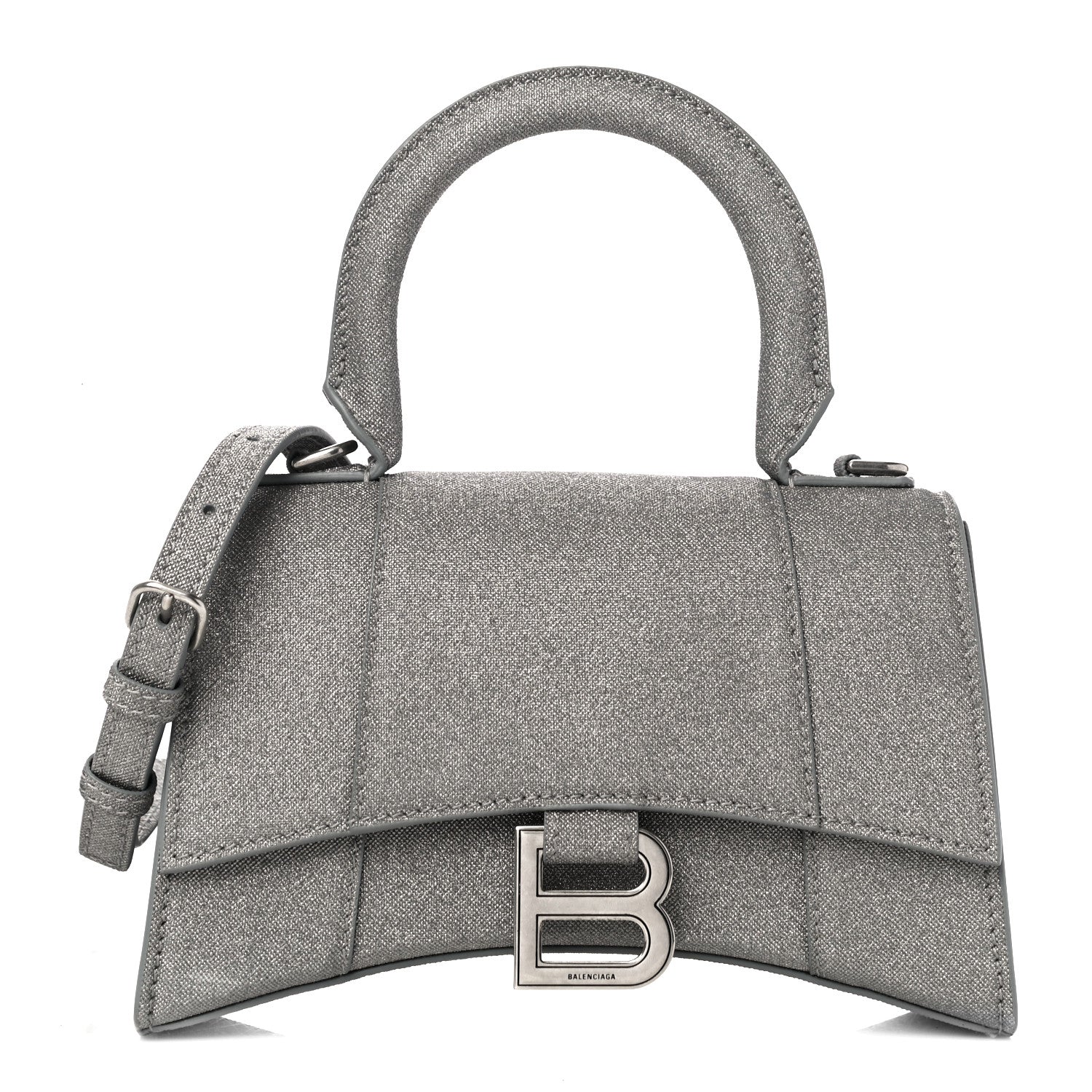 Balenciaga Glitter Fabric Hourglass Top Handle Bag XS Grey 1 of 11