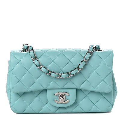 Chanel Lambskin Quilted Mini Rectangular Flap Light Blue 1 of 7