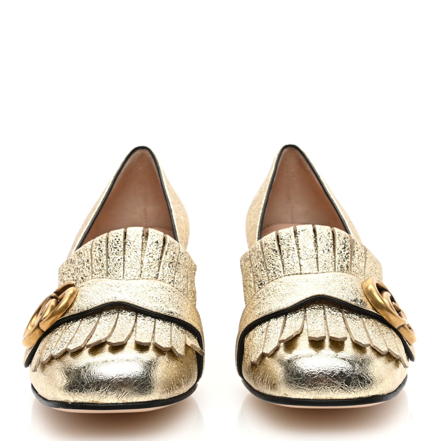 Galassia GG Marmont Fringe 50mm Loafer Pumps 37 Platino