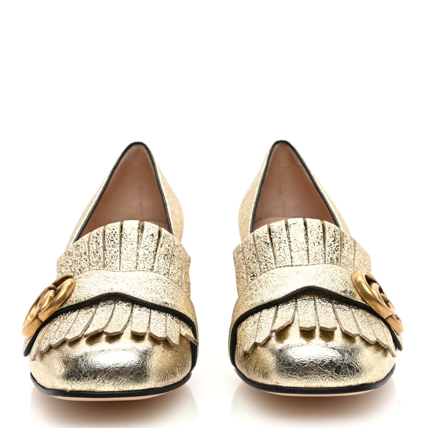 Gucci Galassia GG Marmont Fringe 50mm Loafer Pumps 37 Platino 3 of 7