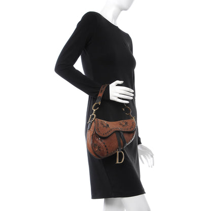 Christian Dior Calfskin Laser Cut Saddle Bag Brown 2 of 7