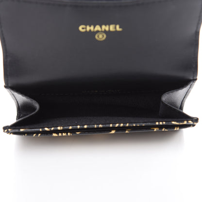 Chanel Calfskin Crocodile Embossed Graffiti 2.55 Cocodile Reissue Flap Card Holder Black Gold 5 of 9