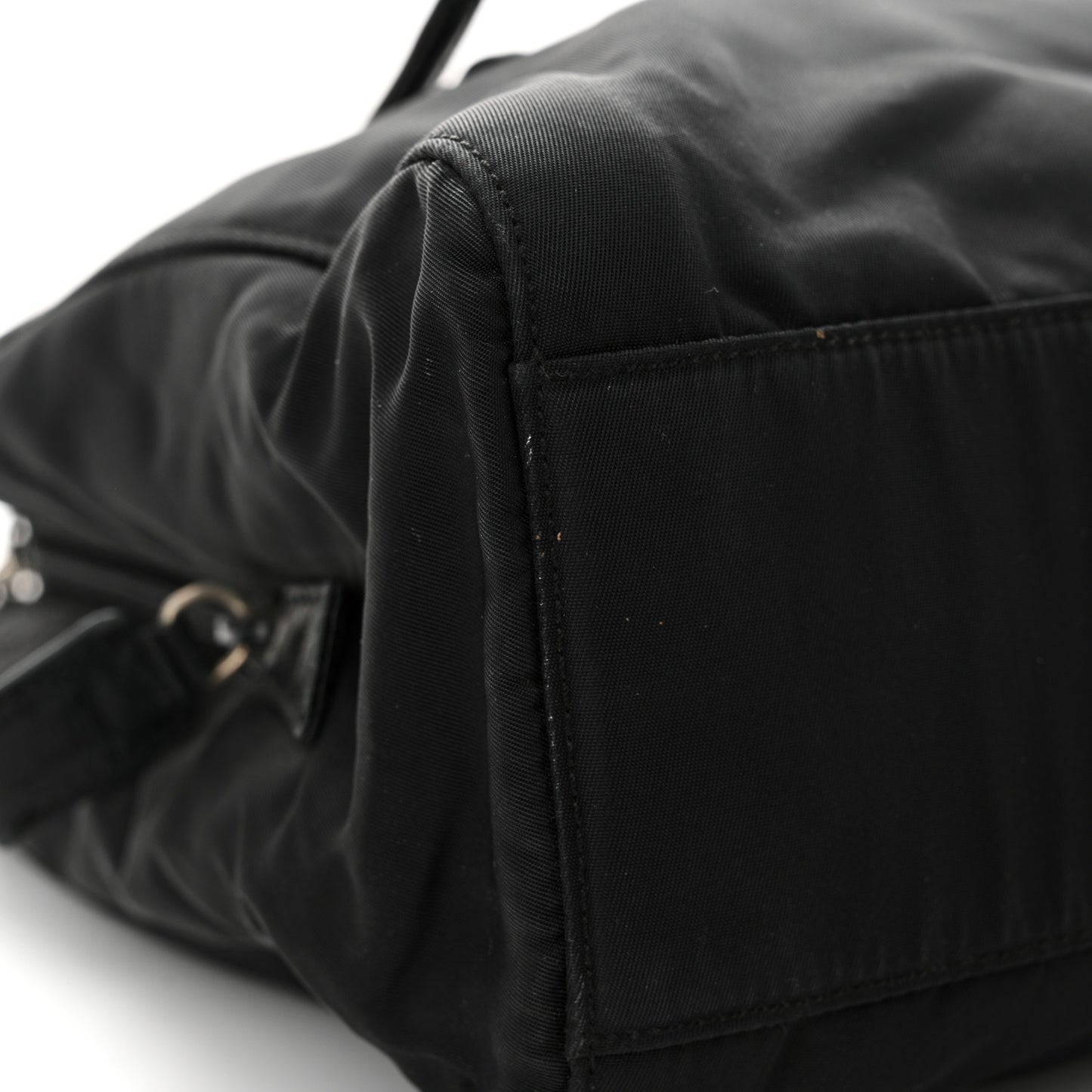 Tessuto Nylon Acciaio Chain Shoulder Bag Black