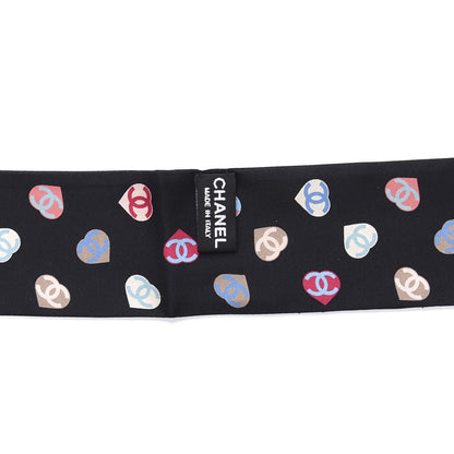 Chanel Silk Heart CC Slim Bandeau Scarf Black 4 of 4