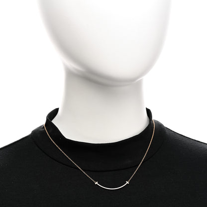 Tiffany 18K Rose Gold Diamond Small T Smile Pendant Necklace 2 of 4