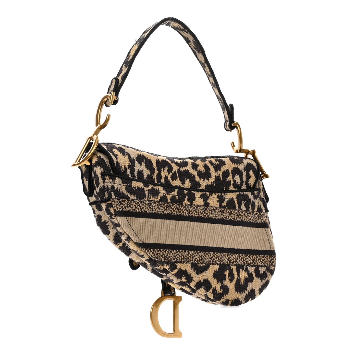 Canvas Mizza Embroidered Saddle Bag Beige Multicolor