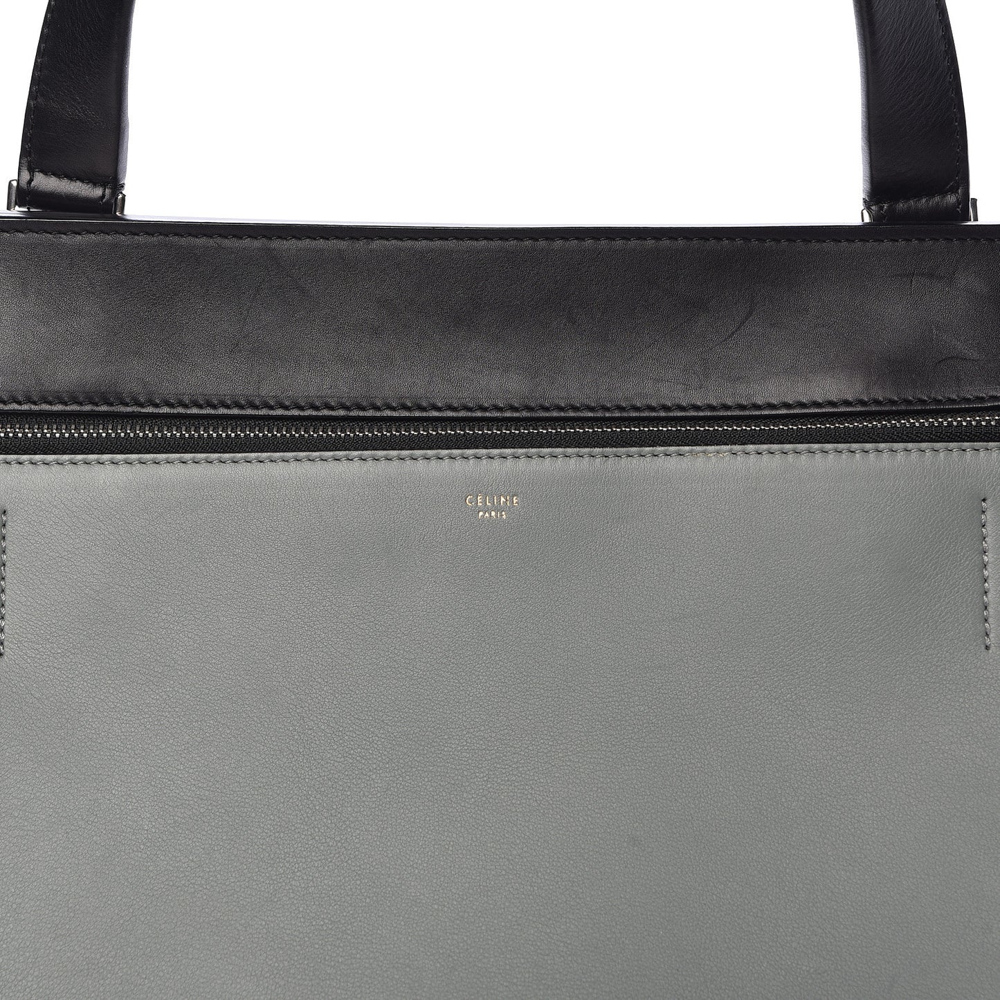 Smooth Calfskin Large Bi-Color Edge Shoulder Bag Almond