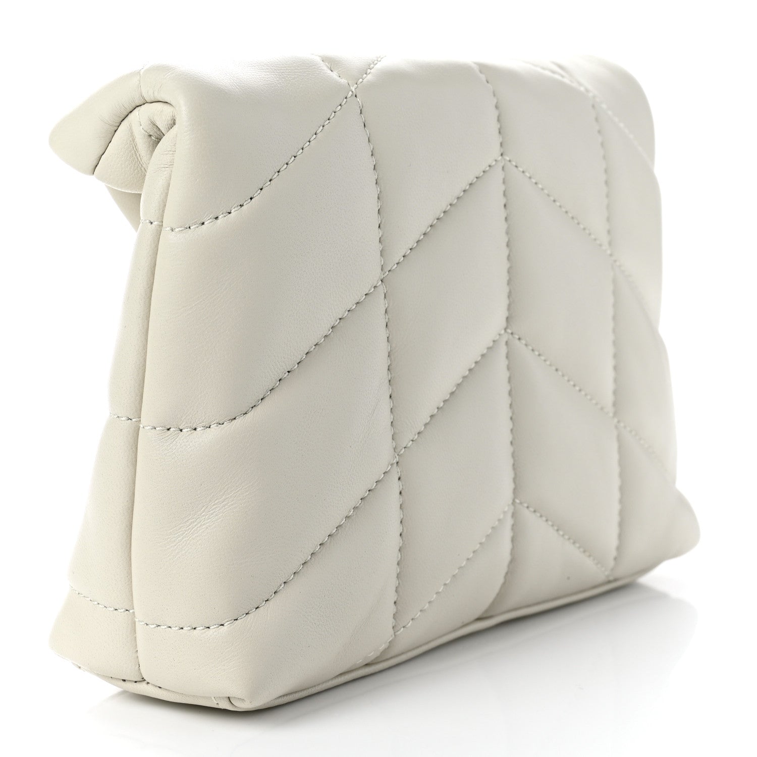 Saint Laurent Lambskin Monogram Loulou Puffer Pouch Clutch Crema Soft 4 of 9