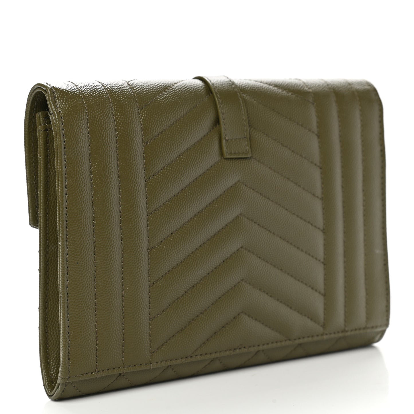 Grain De Poudre Textured Mixed Matelasse Triquilt Monogram Clutch Vert Kaki
