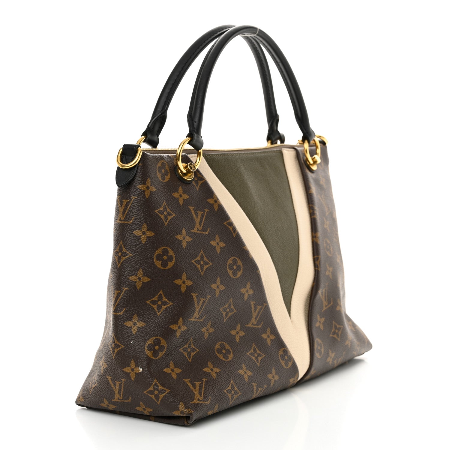 Louis Vuitton Monogram V Tote MM Khaki Cream 3 of 13